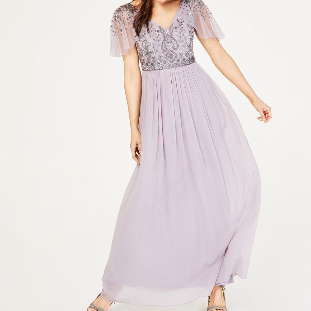 HTF NWT Adrianna Papell Lavender Purple Beaded Gown